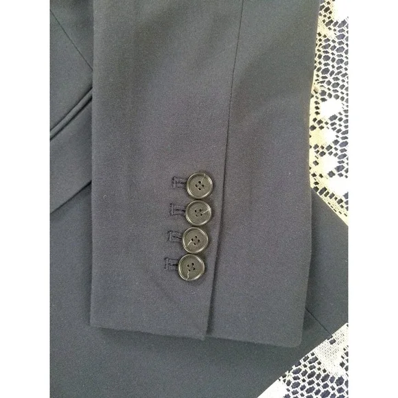 Ann Taylor Blazer Size 4 Navy Blue Polyester Machine Washable One Button NWT - Picture 8 of 9